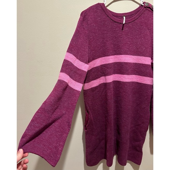 Free People On Your Team Sweater Mini Dress Size XS - Purple/Pink - Picture 4 of 11